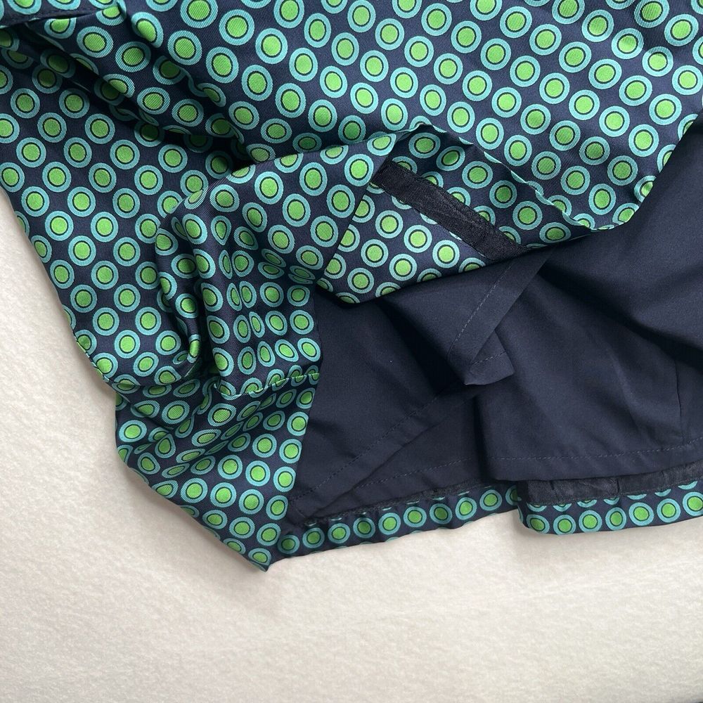 Elizabeth McKay Dress Green & Blue Silk Circle Print Wrap Around sz 6 - Picture 7 of 12